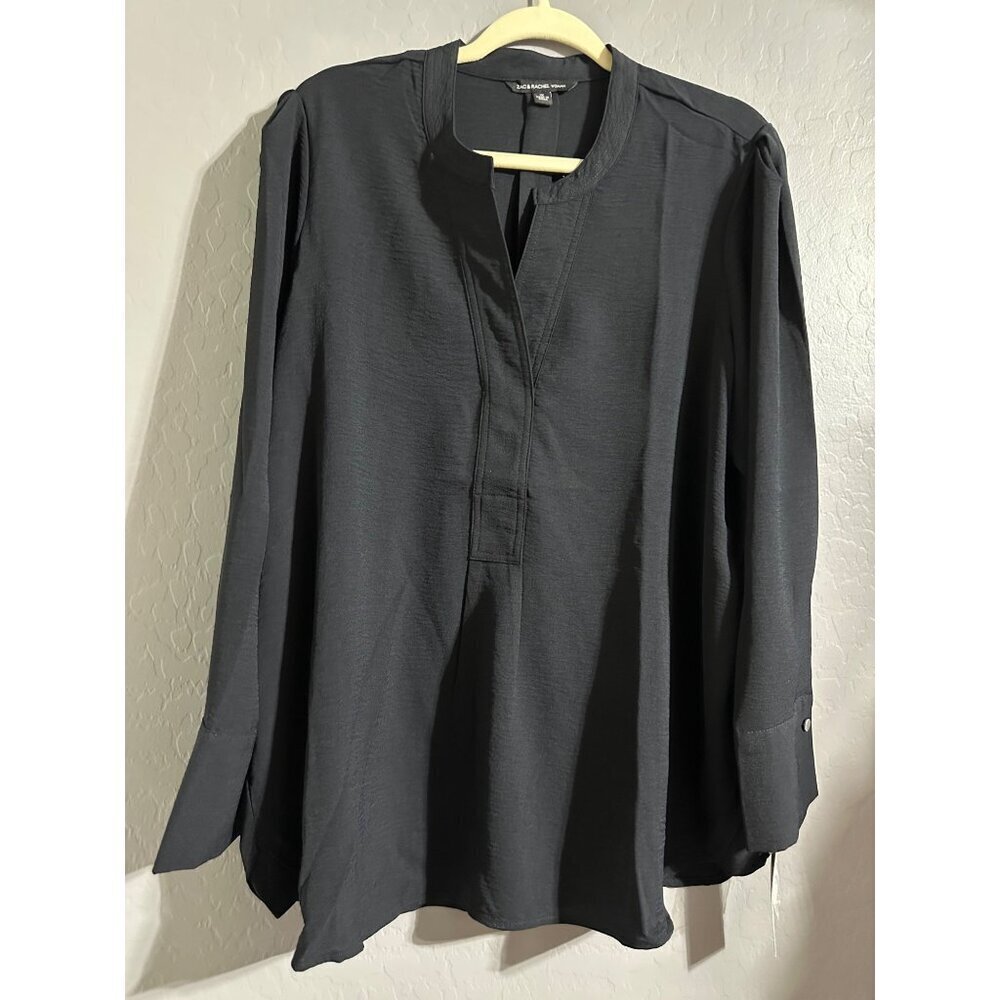 Zac & Rachel Women's Black Pleated Blouse Plus Size 1X NWT